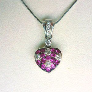 LeVian Natural Ruby & Diamond Heart, 14K White Gold (solid)